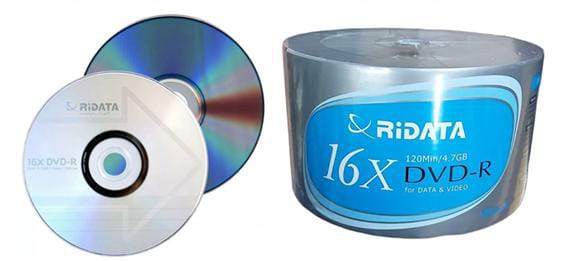 DVD VIRGEN TUBO 50 UNIDADES RIDATA 4,7 GB