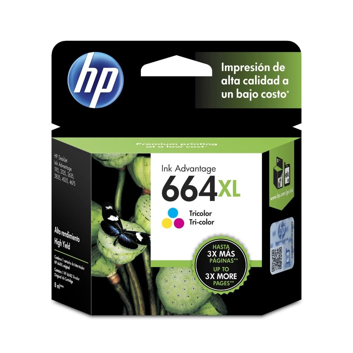 TINTA HP CF6V30AL 664 XL COLOR