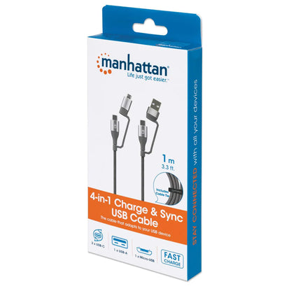 CABLE USB 4 EN 1 1M. MANHATTAN 390606 USB A/USB C/MIC