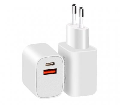 CARGADOR DUAL CARGA RAPIDA QUANTA USB-A QC3.0 Y USB-C PD2 QTCACR1