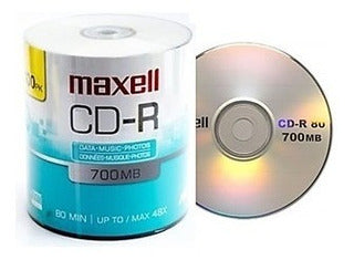 CD-R 700 MB MAXELL VIRGEN TUBO DE 100 UNIDADES