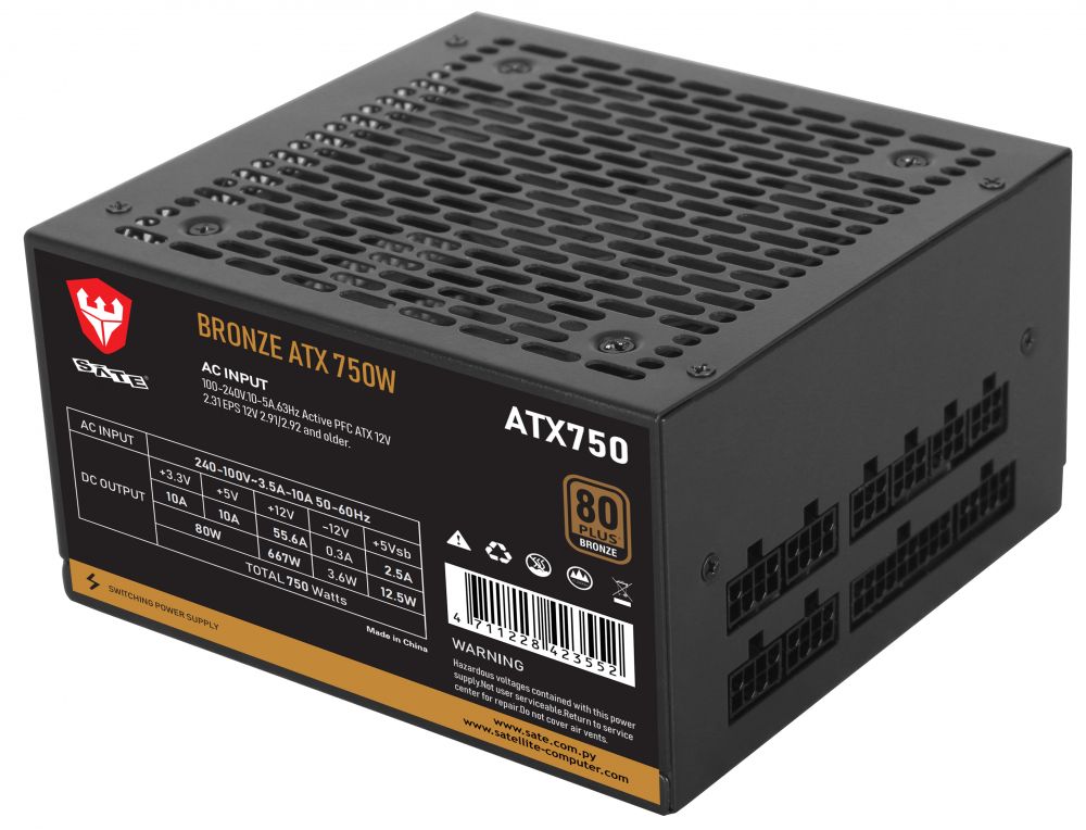 FUENTE 750W SATE ATX BRONZE 80 PLUS